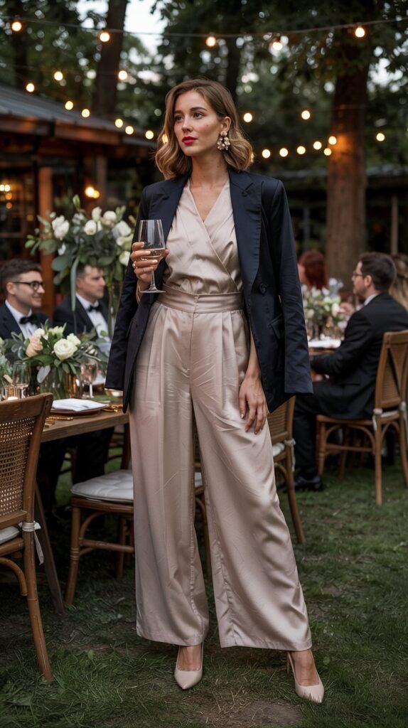Evening backyard wedding guest outfit