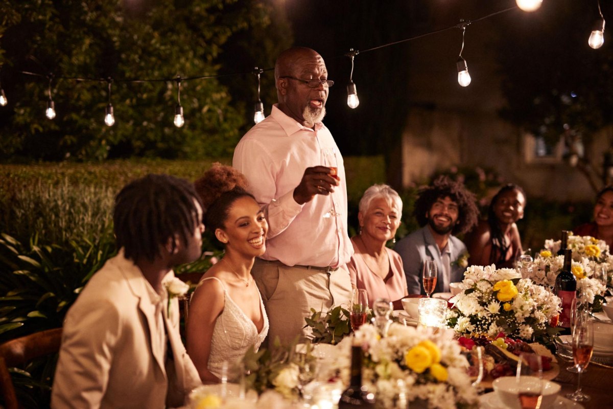 Father giving marriage advice wedding toast