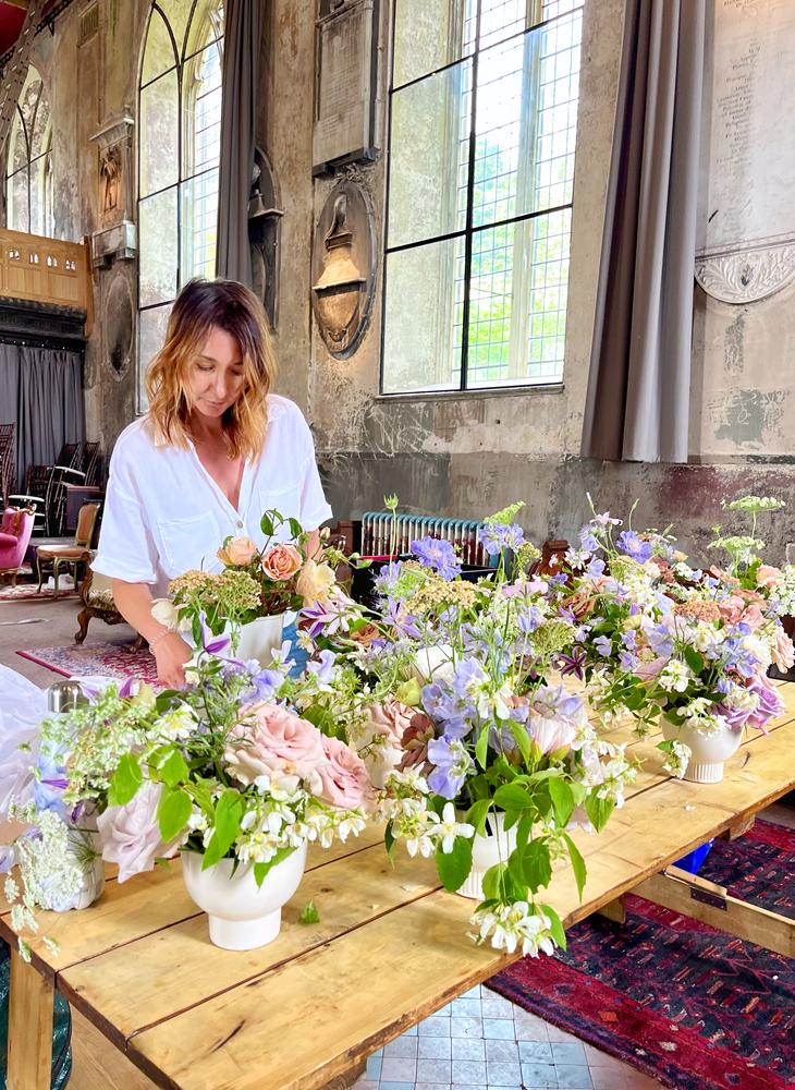 Wedding florist setup arrangements