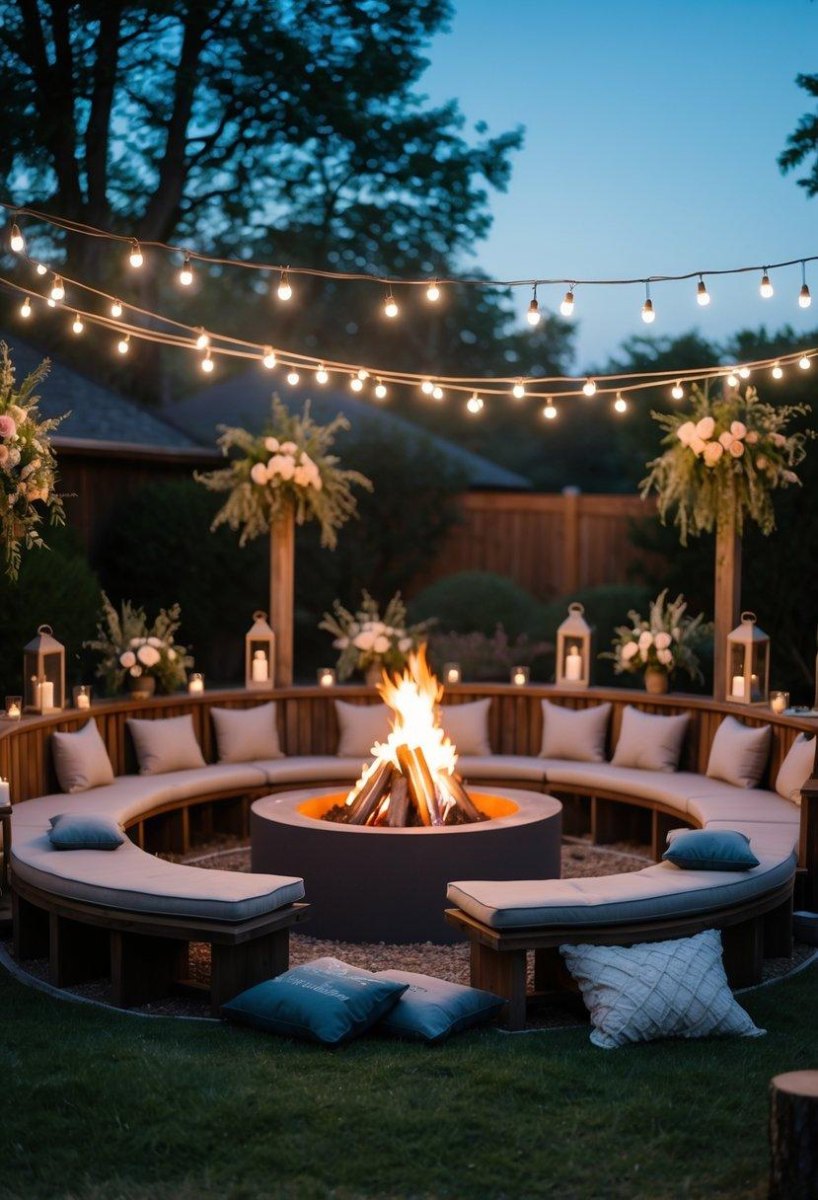 Wedding fire pit evening area