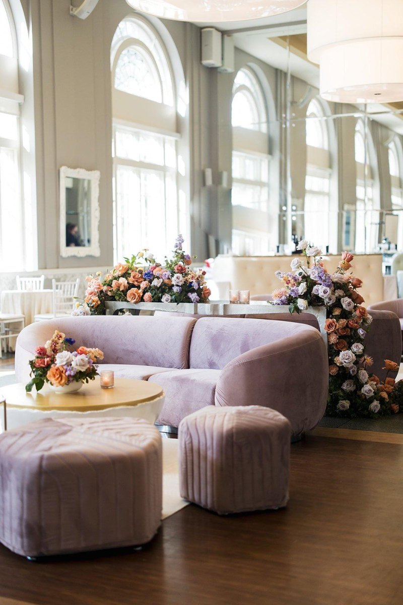 Wedding cocktail lounge flower decor