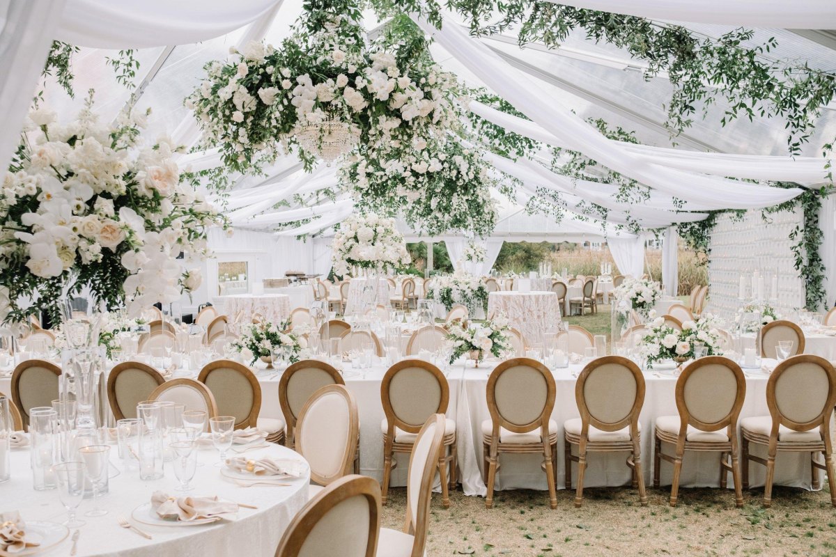 Garden wedding tent flowers