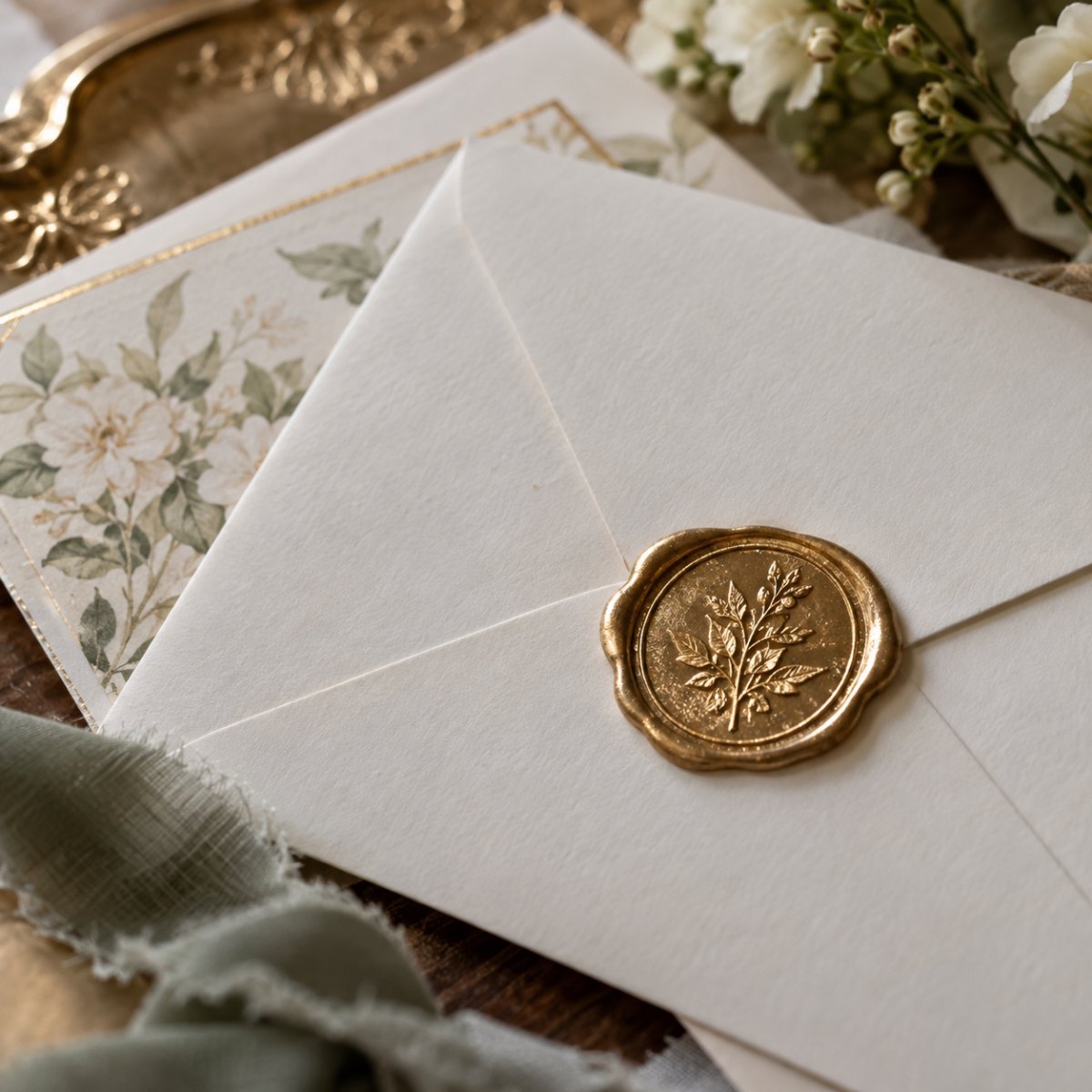 Gold foil wax seal emblem