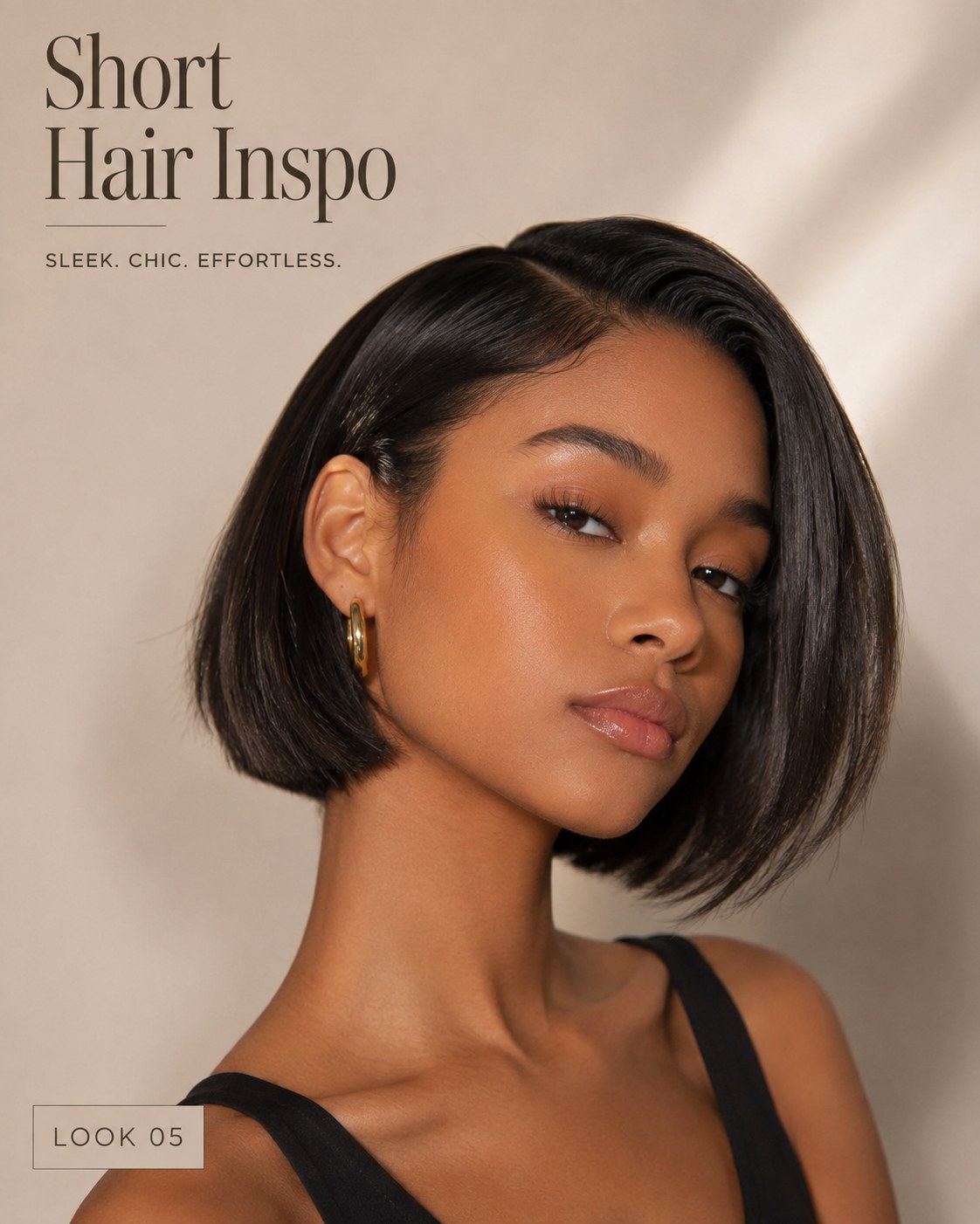 A sleek, glassy bob proves short hair inspo doesn't need curls to look polished