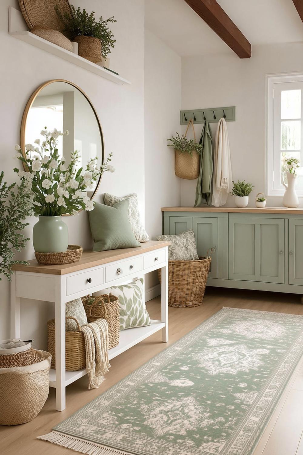 Sage Green Entryway Styling