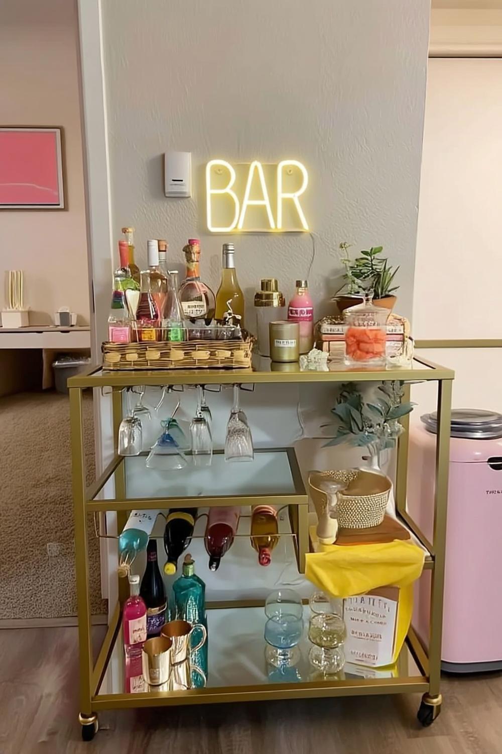 Stylish Gold Bar Cart