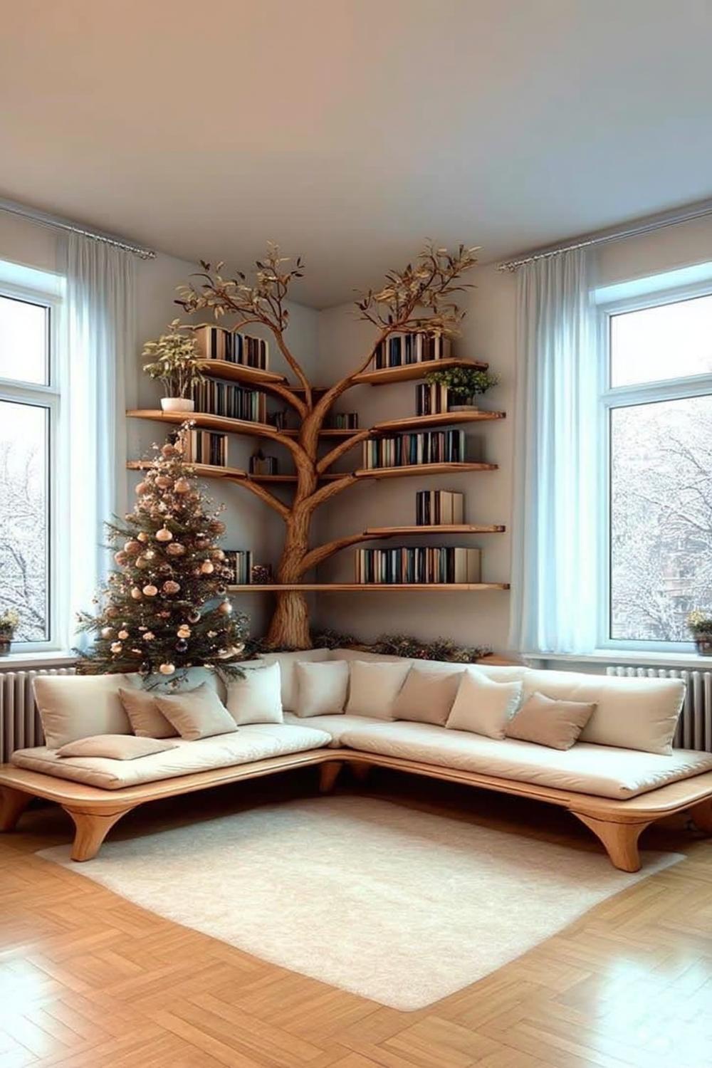 Tree Bookshelf Holiday Corner