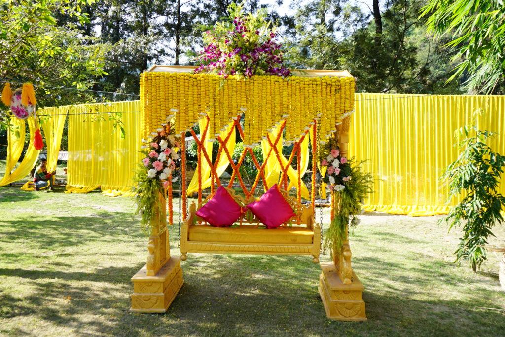 DIY flower swing haldi ceremony