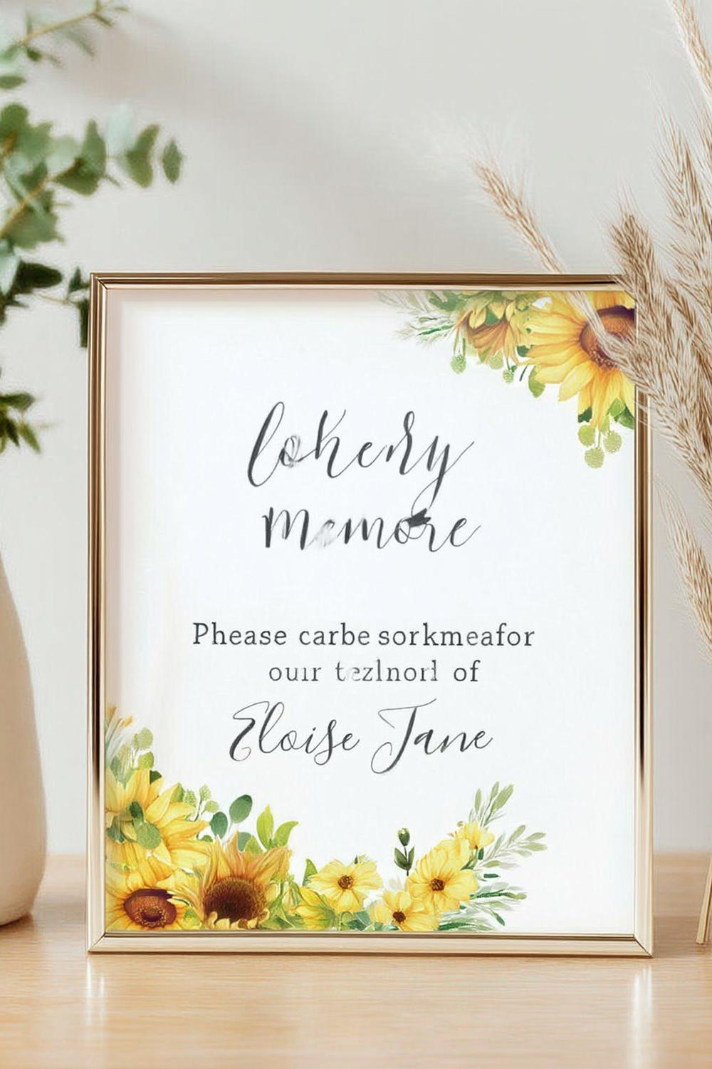 Sunflower Memorial Frame Display