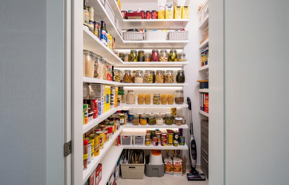 Adjustable shelves in small pantry