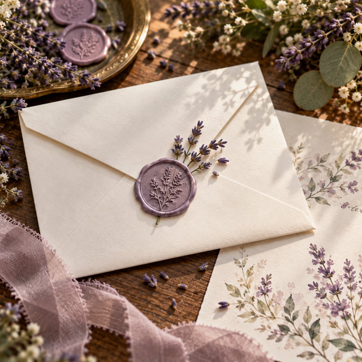 Lavender wedding wax seal
