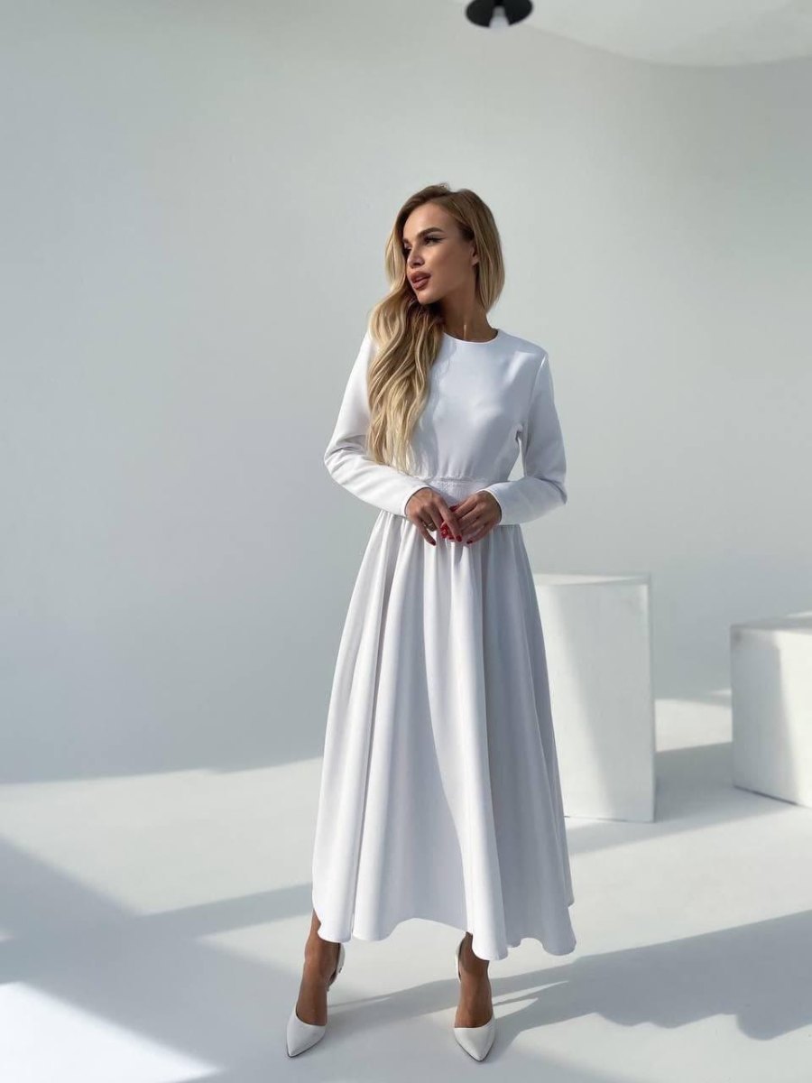 Long sleeve courthouse wedding gown
