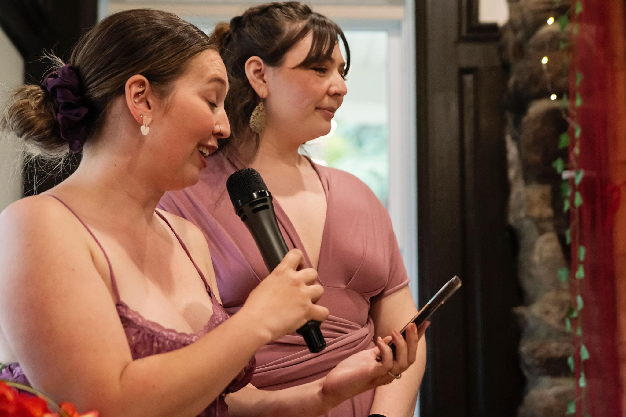 Sister giving wedding speech