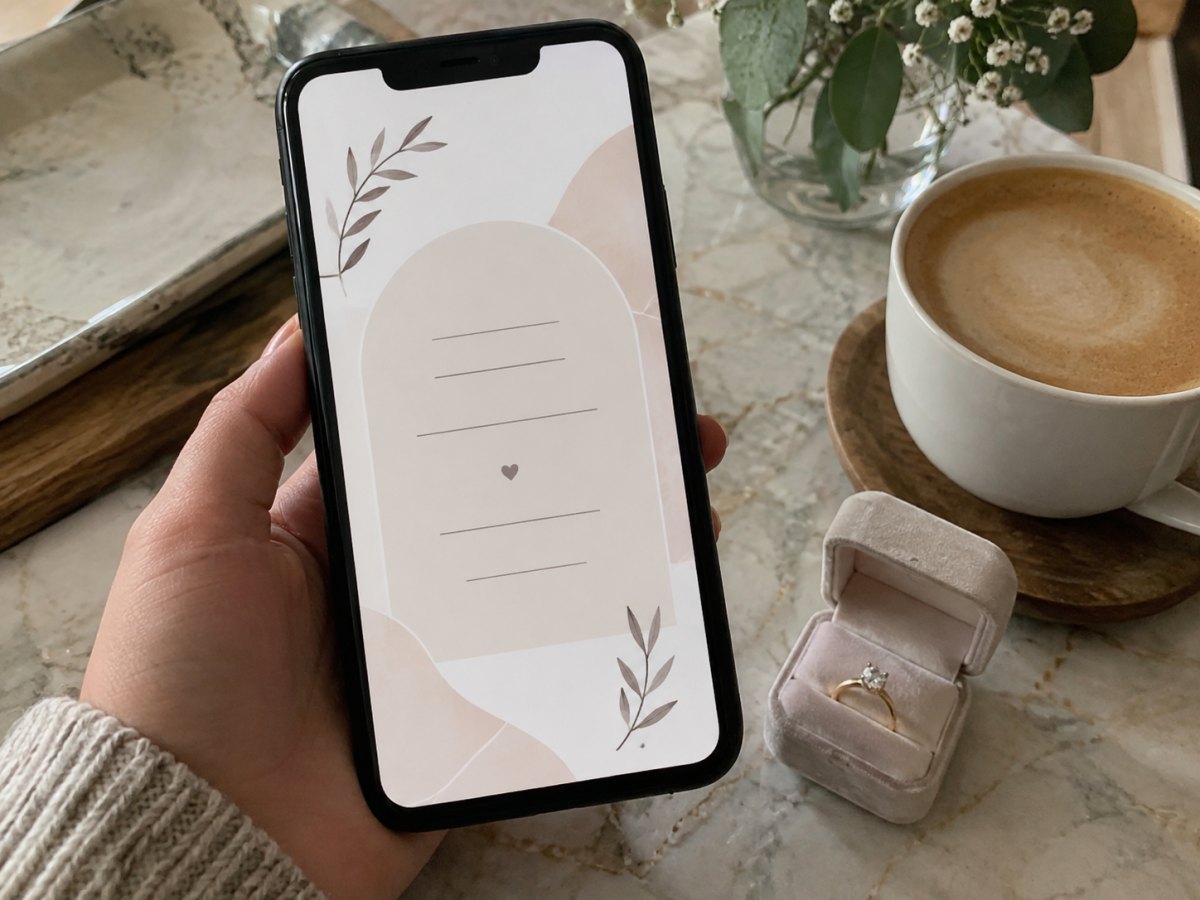 Minimalist digital invitation on phone