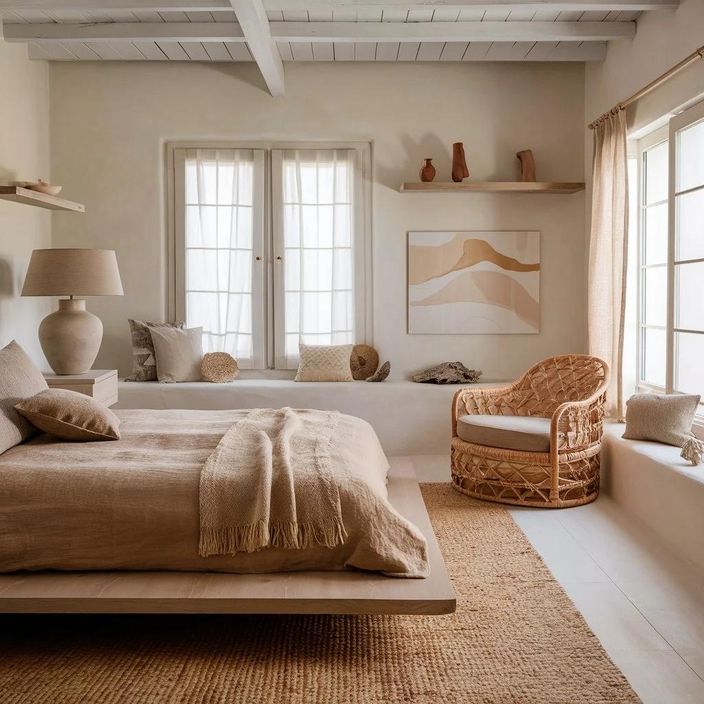 Minimal sandy beach bedroom