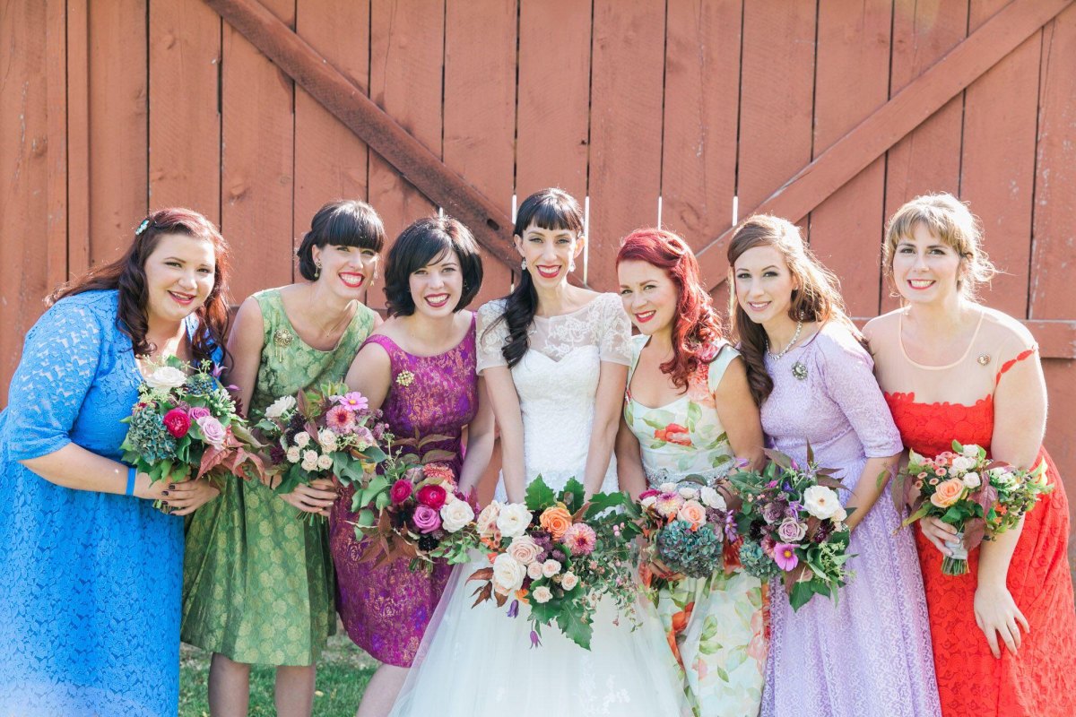 Vintage modern bridesmaid dress mix