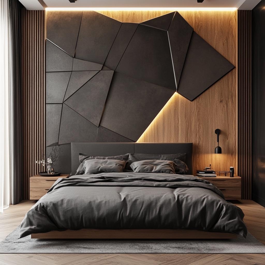 Modern accent wall bedroom