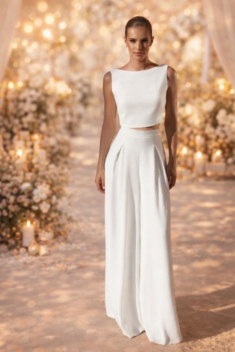 Two piece courthouse wedding outfit