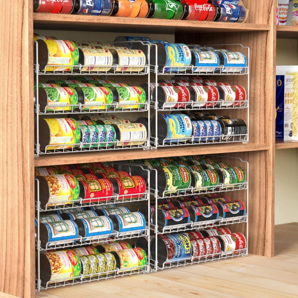 Tiered can rack pantry storage