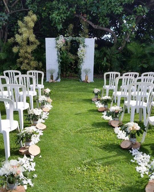 Outdoor wedding decorations setup