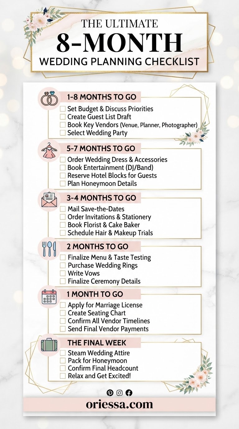The Ultimate 8-Month Wedding Planning Checklist
