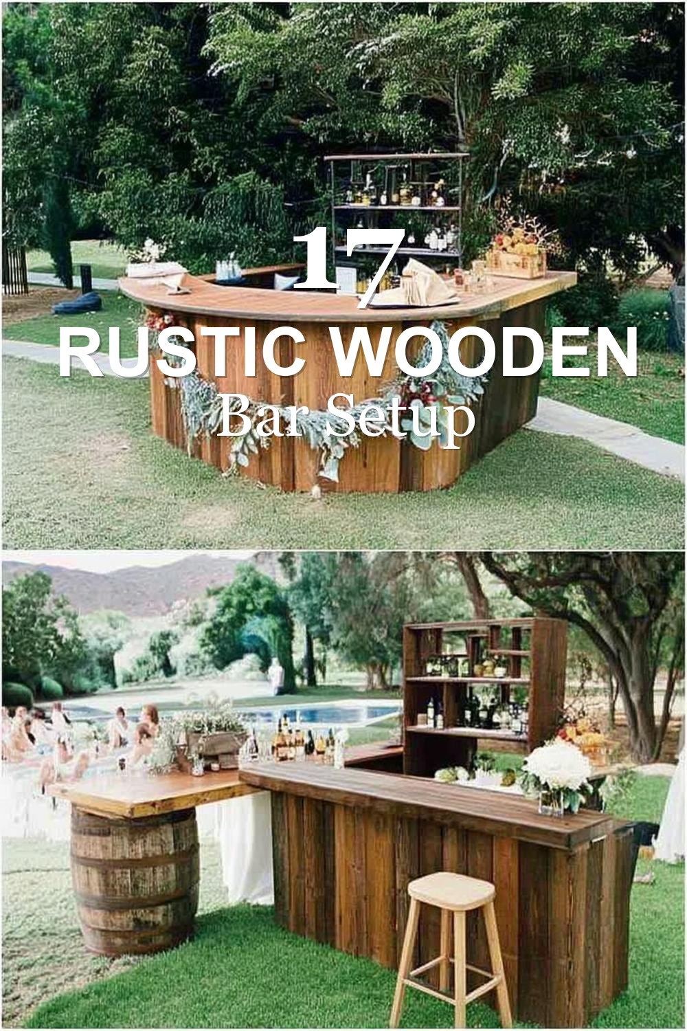 Rustic Wooden Bar Setup