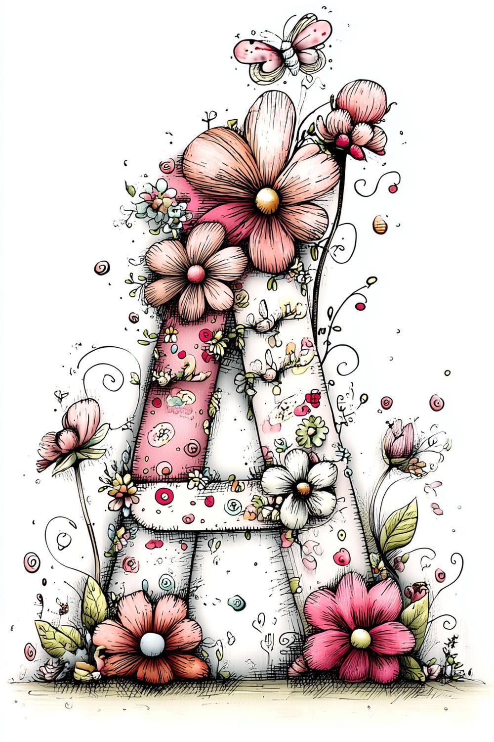 Whimsical Floral Letter Art