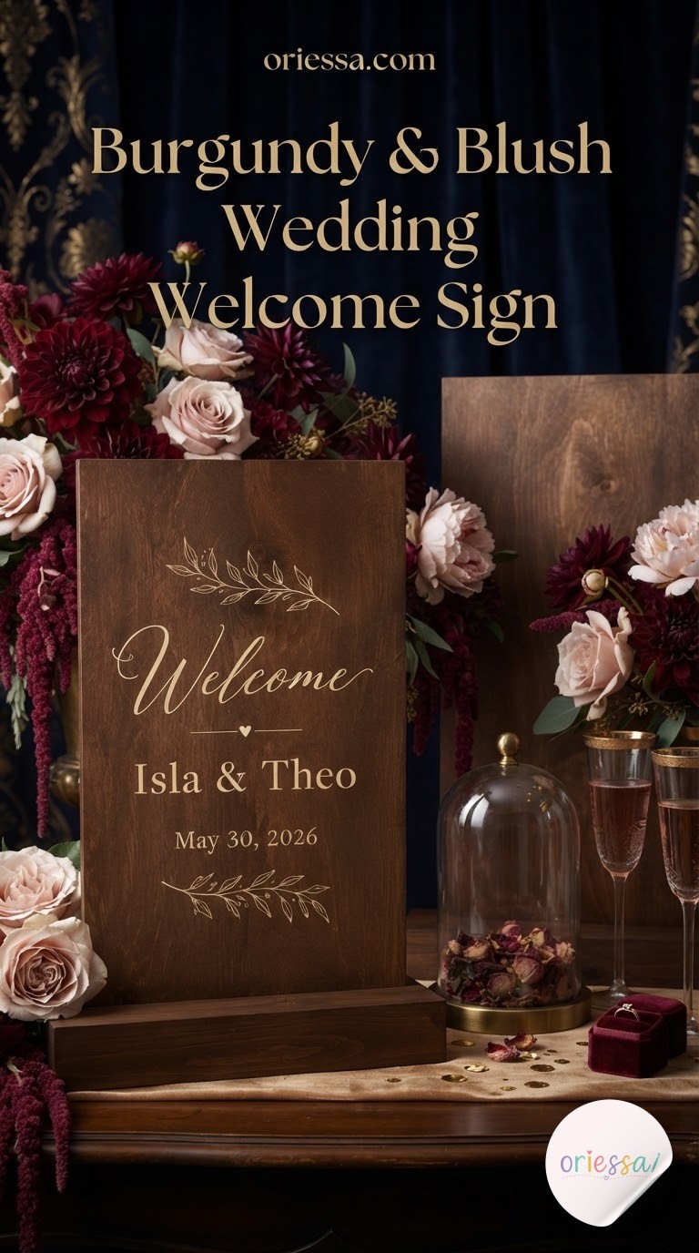 Burgundy & Blush Wedding Welcome Sign