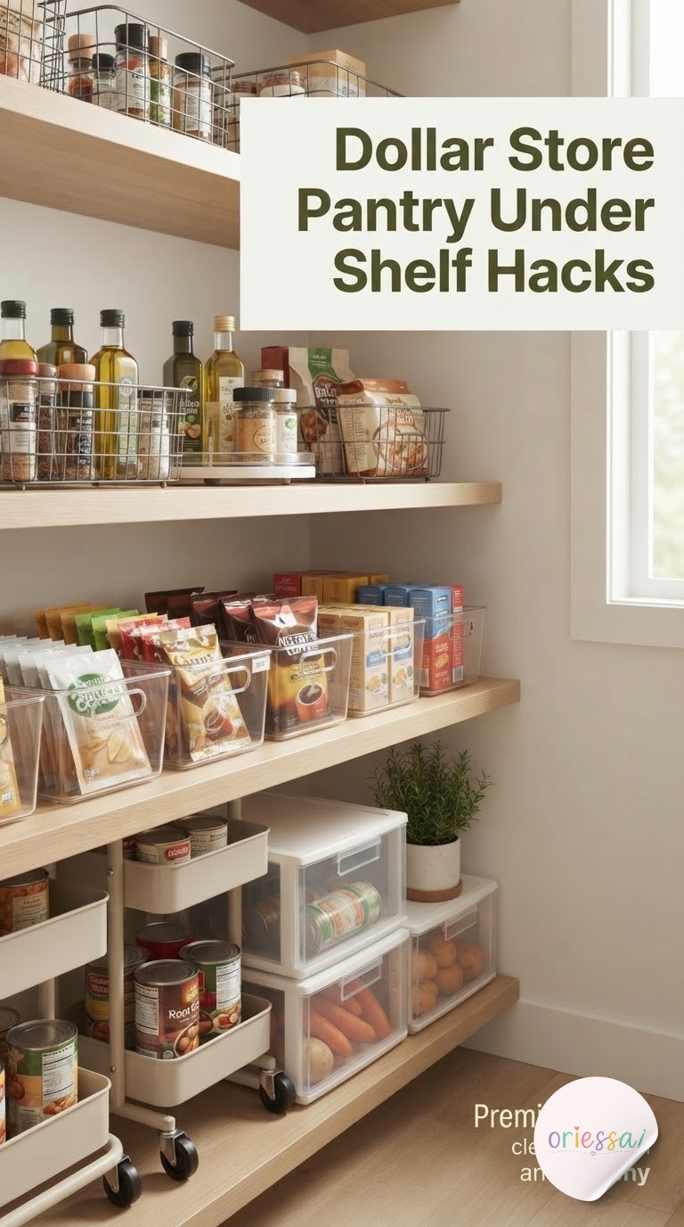 Dollar Store Pantry Under Shelf Hacks