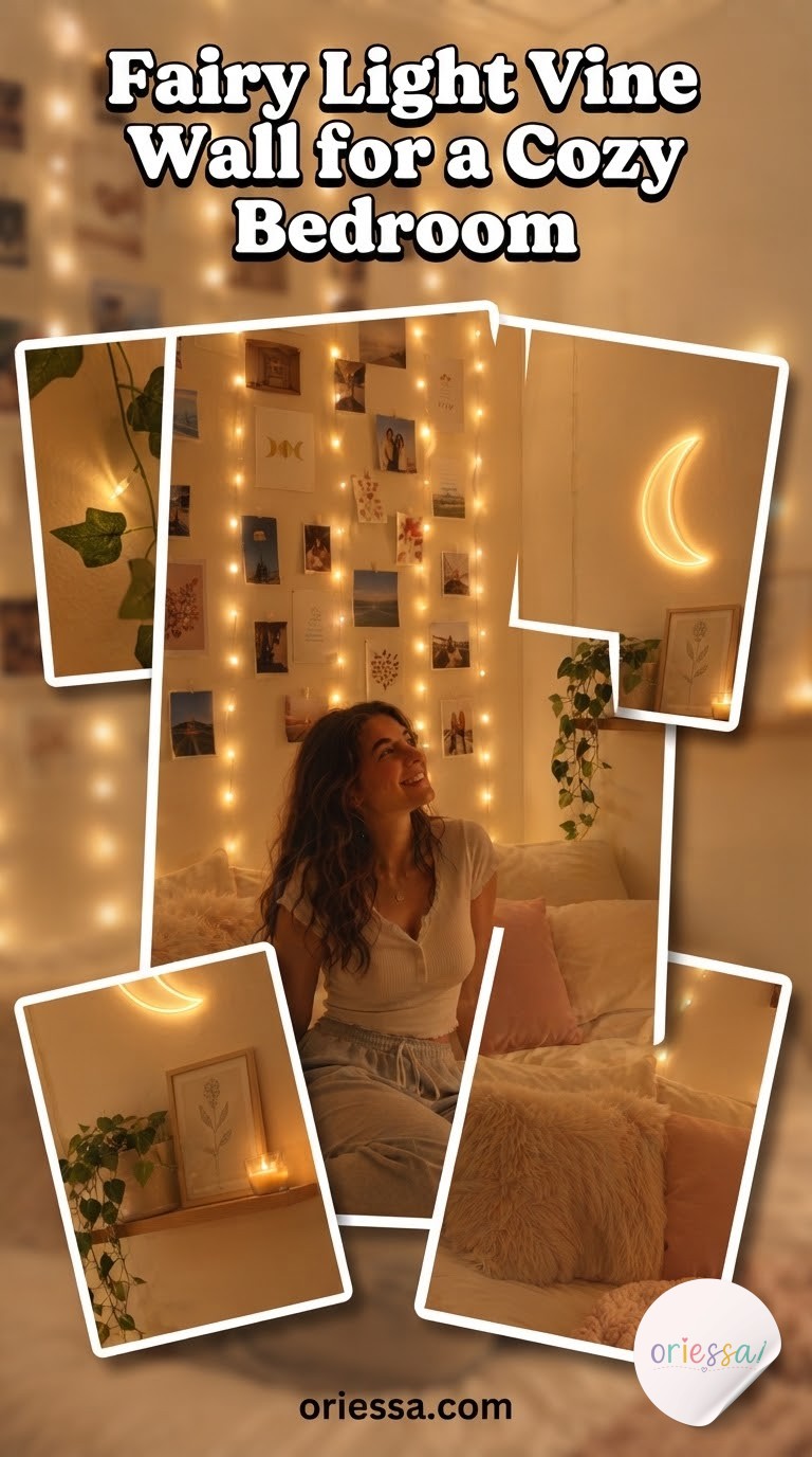 Fairy Light Vine Wall for a Cozy Bedroom