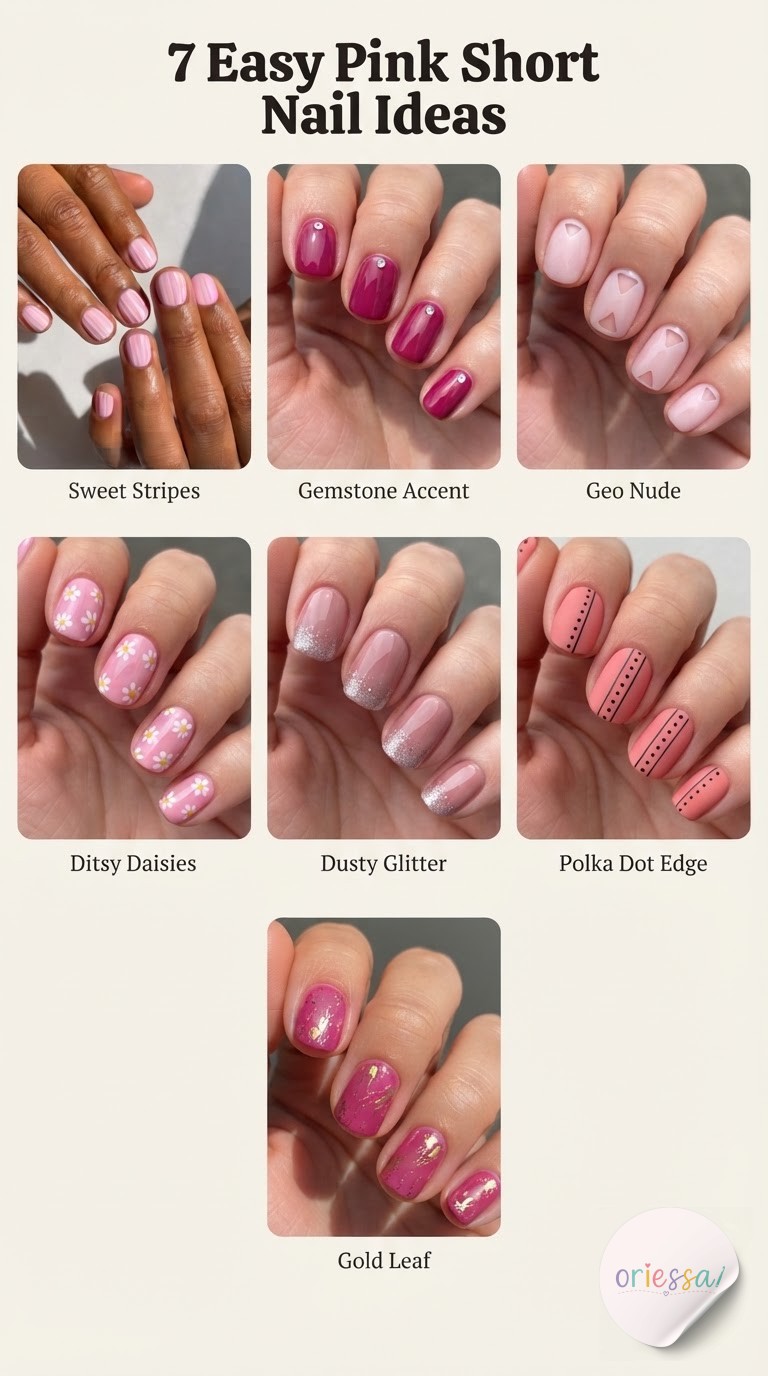 7 Easy Pink Short Nail Ideas