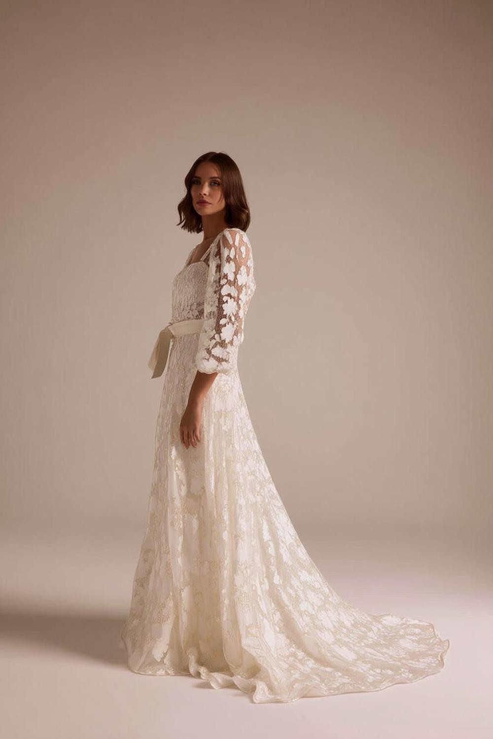 Delicate Floral Lace Gown