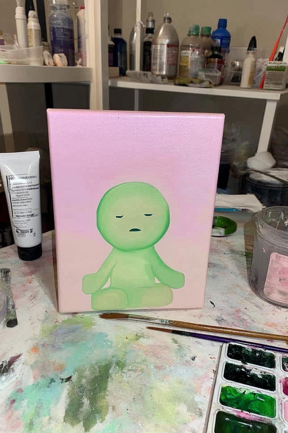 Meditative Green Figure