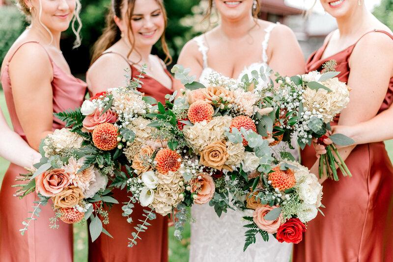 Peach coral bridesmaid bouquet