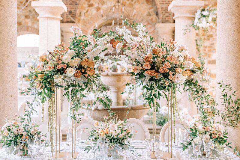 Peach cream wedding decor