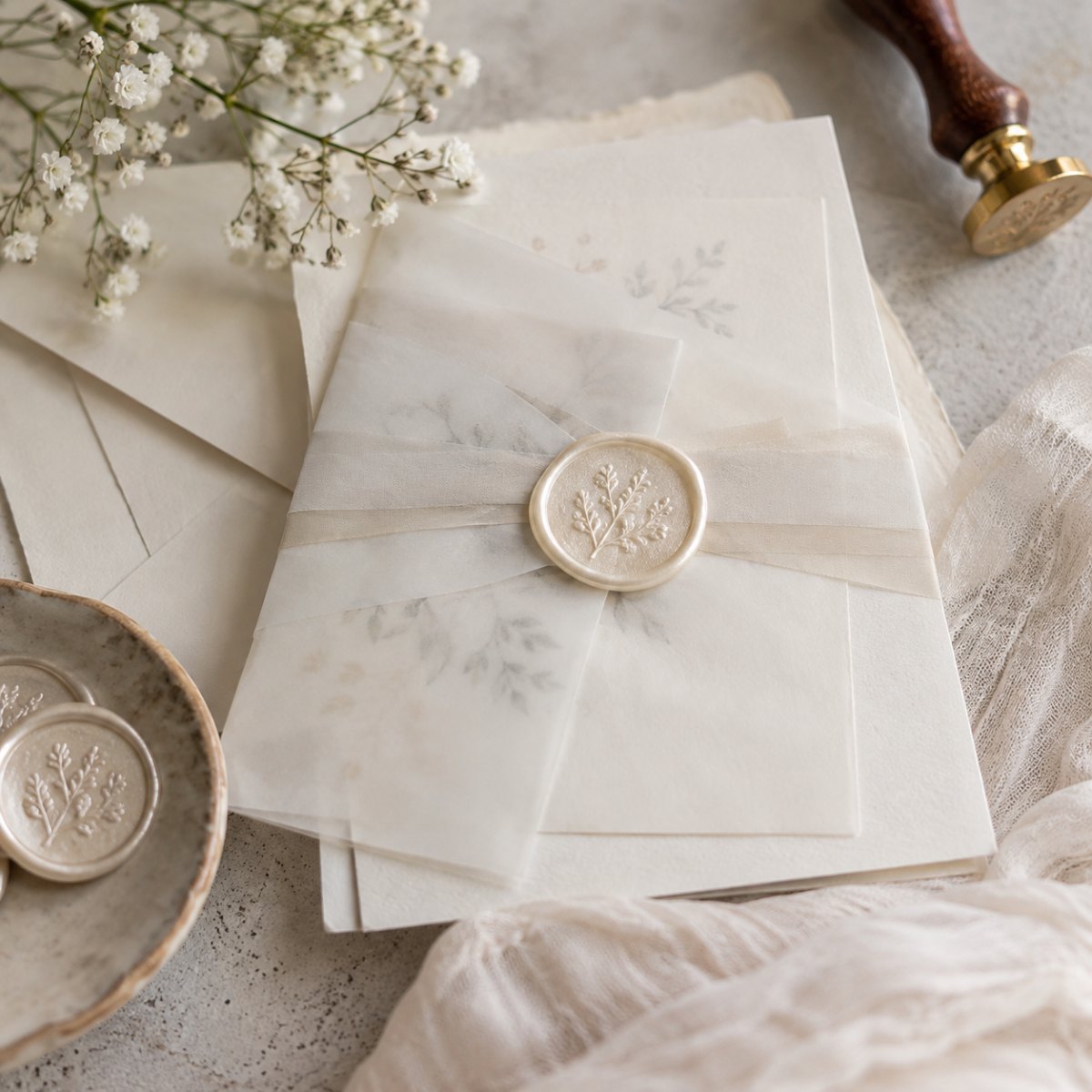 Pearl white wax seal accent