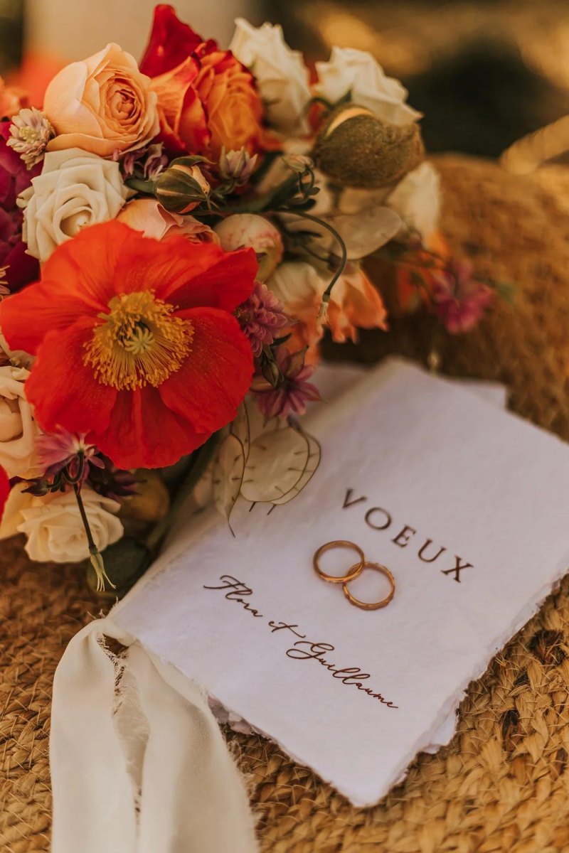 Wedding rings bouquet personalized elopement details