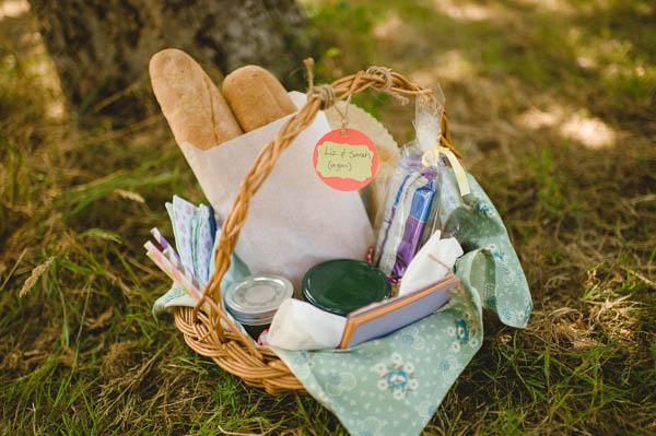 Personalized wedding picnic baskets for guests