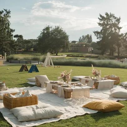 Courthouse wedding picnic reception setup