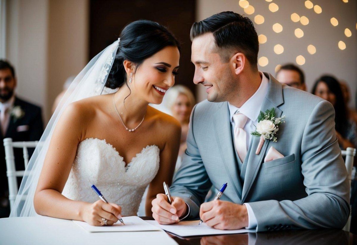 Couple writing personalized wedding vows