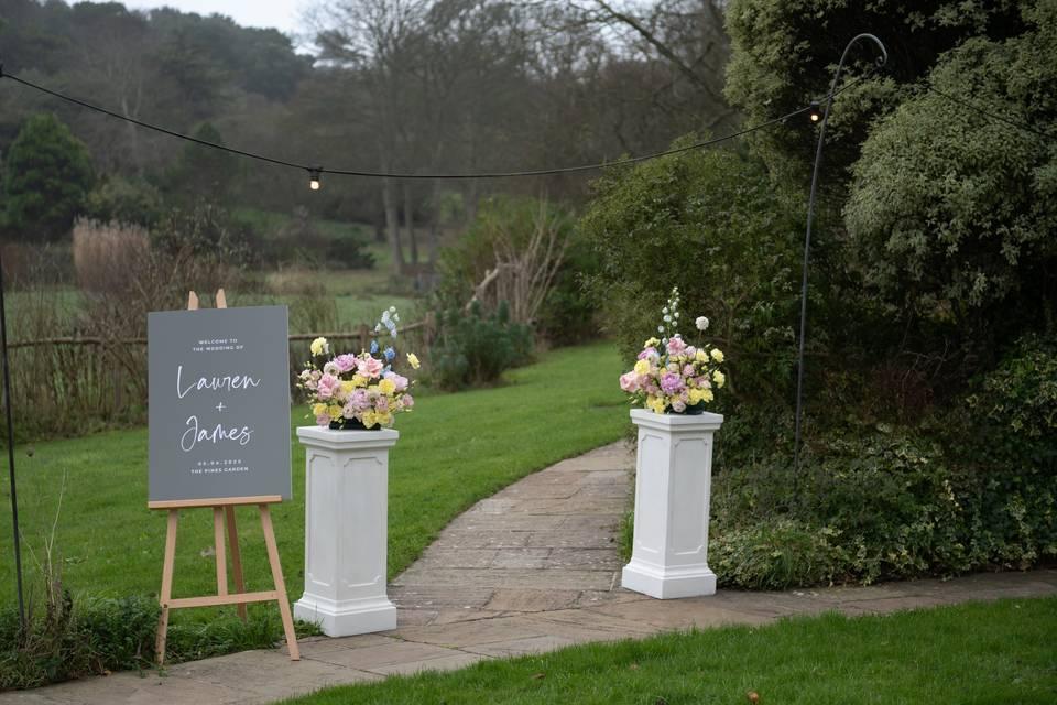 Personalized backyard wedding welcome sign
