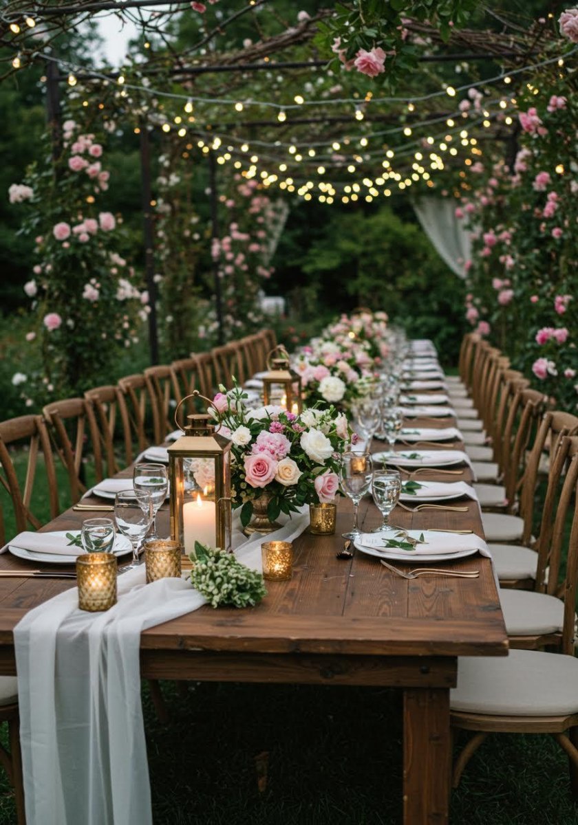 Garden inspired backyard wedding decor