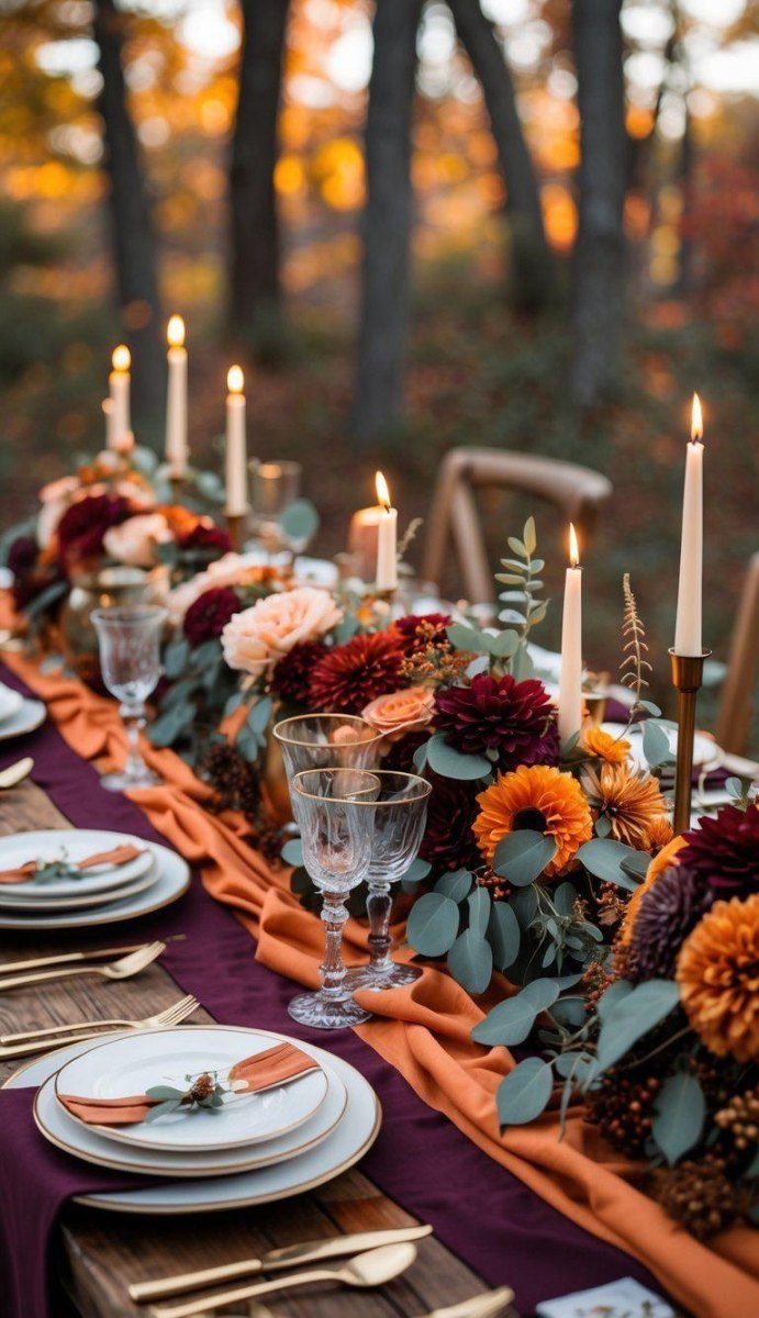 Plum copper wedding centerpiece