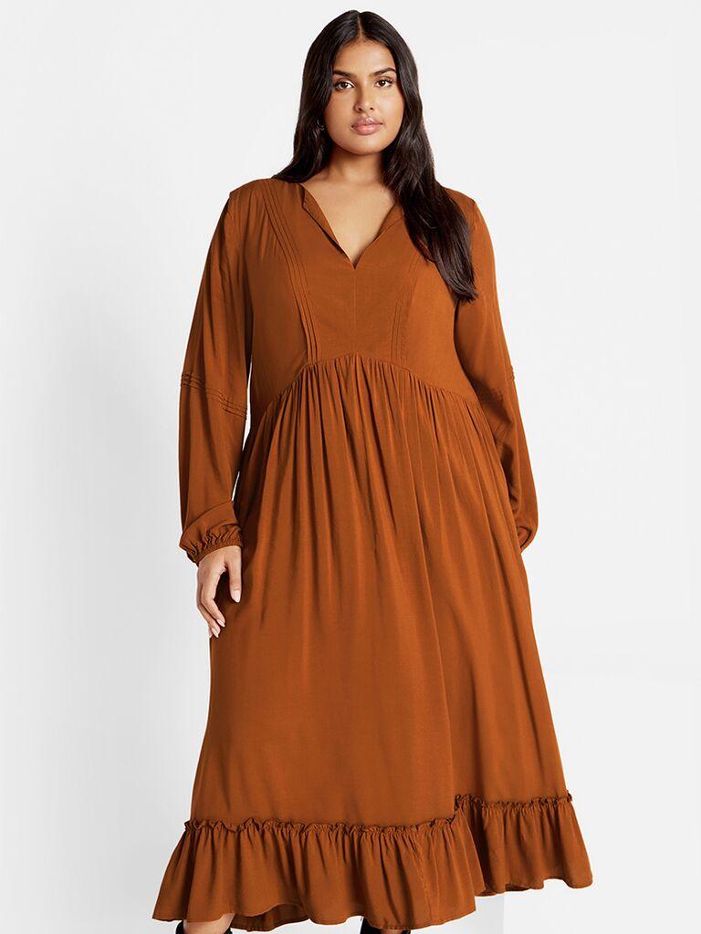 Plus size fall wedding guest dress