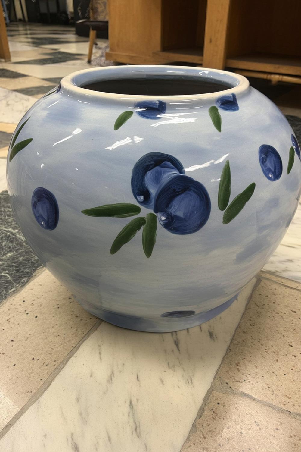 Blueberry Motif Ceramic Vase