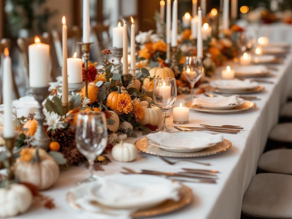 Elegant pumpkin accents at fall wedding
