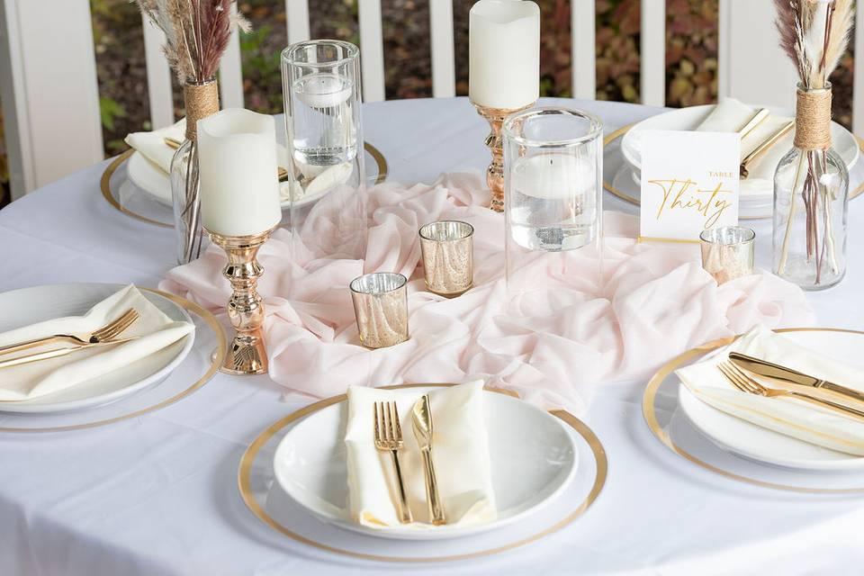 Blush champagne wedding decorations