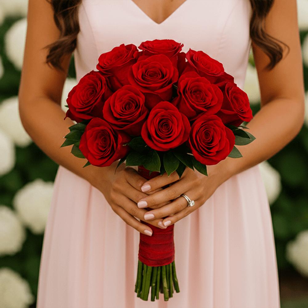 Red rose bridesmaid bouquet