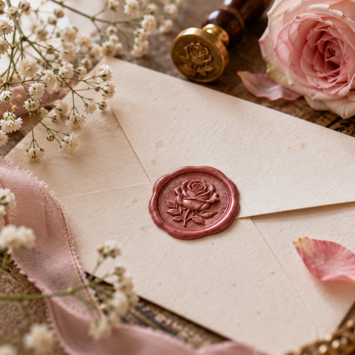 Romantic rose wax seal