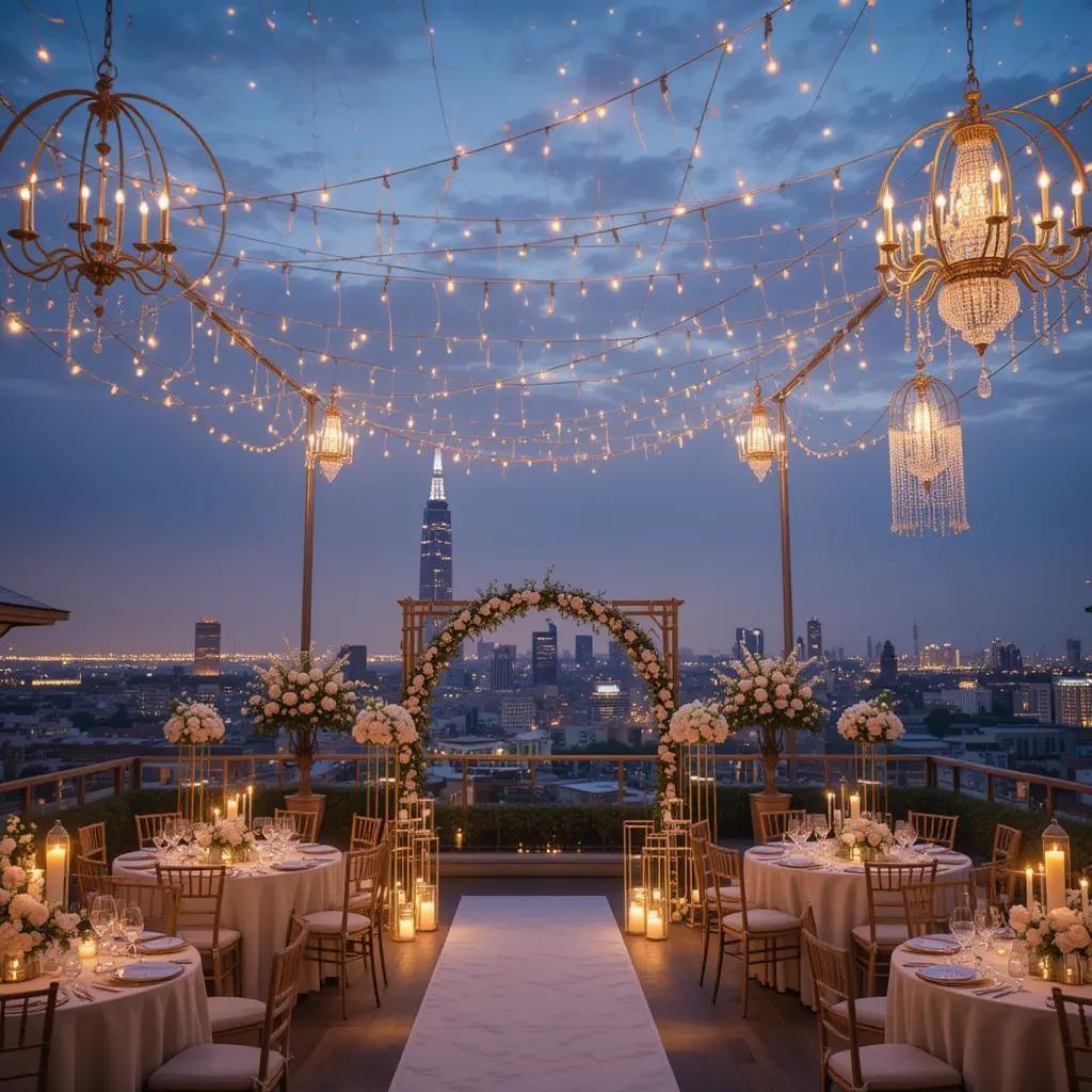 Rooftop wedding with city view